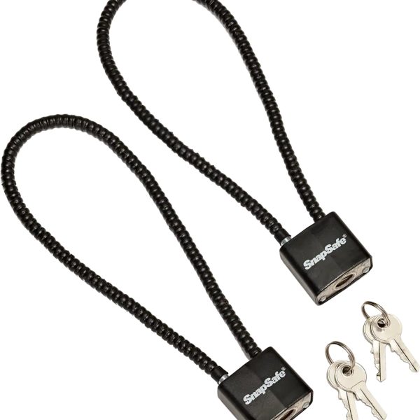 SnapSafe 75281 Lock Box Cable Lock with Padlock Steel PVC-Covered Black 2 Pack