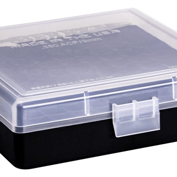 Berry's 87412 Ammo Box  9mm/380ACP Clear/Black Polypropylene 100rd