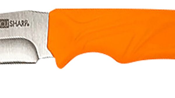 AccuSharp 729C Gut Hook  3.50" Fixed Gut Hook Plain Stainless Steel Blade/Blaze Orange Rubber Handle Includes Belt Carry Pouch