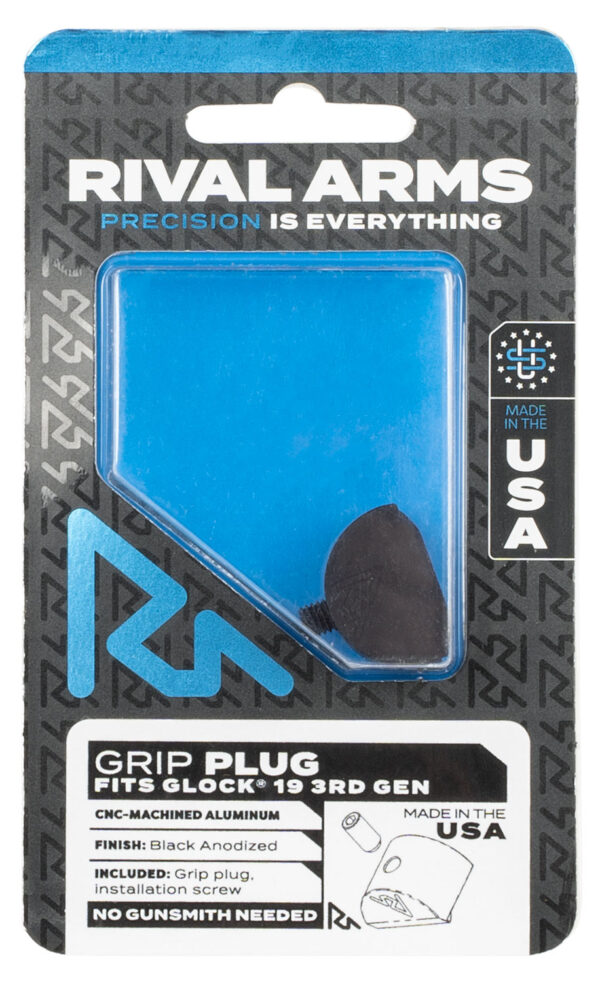 Rival Arms RA75G201A Grip Plug Compatible w/Glock 19 Gen3, Black Anodized Aluminum