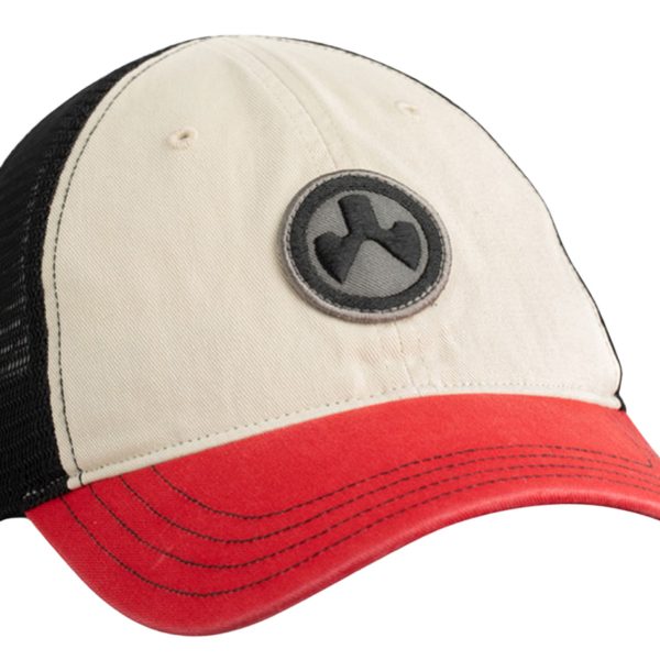 Magpul MAG1105-110 Icon Patch Trucker Hat Stone/Red/Black Adjustable Snapback OSFA Unstructured