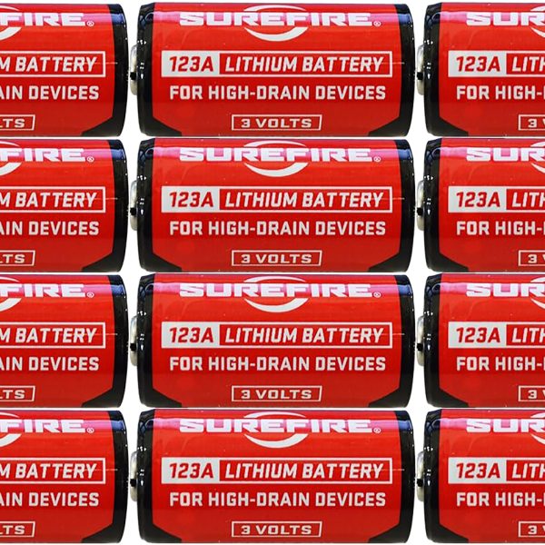 SureFire SF12ABBCS 123A Batteries  Red/Black 3.0 Volts 1,550 mAh (12) Single Package Clamshell