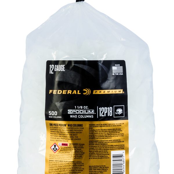 Federal 12P18 Podium Wad Premium 12Gauge 1 1/8oz White Plastic 500/ 10