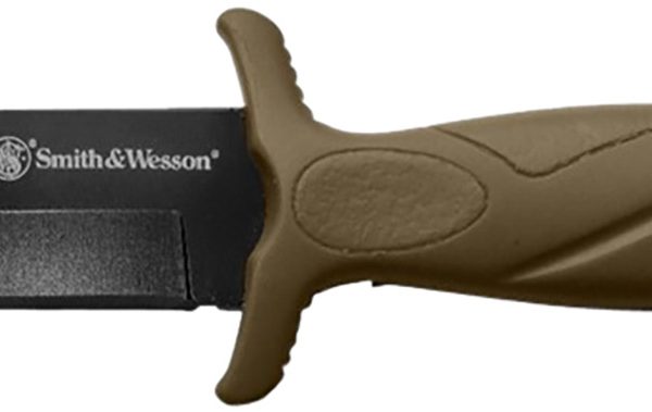 Smith & Wesson Knives 1100073 H.R.T. Flase Edge 2.75" Fixed Plain Black Oxide Stainless Steel Blade Flat Dark Earth Rubber Handle Includes Sheath