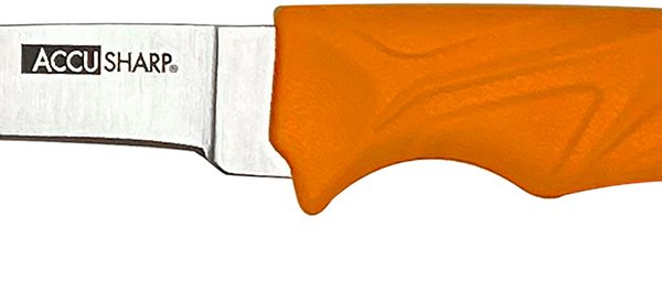AccuSharp 734C AccuZip  4" Fixed Plain Stainless Steel/ Blade Blaze Orange Ergonomic Anti-Slip Rubber Handle