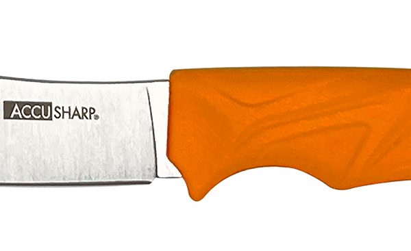 AccuSharp 732C Butcher  4" Fixed Butcher Plain Stainless Steel Blade/Blaze Orange Ergonomic Anti-Slip Rubber Handle