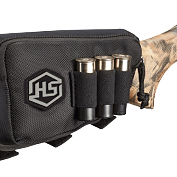 Hunters Specialties 01621 Buttstock Shell Holder W/Pouch Holds 3 Rounds Black Polyester