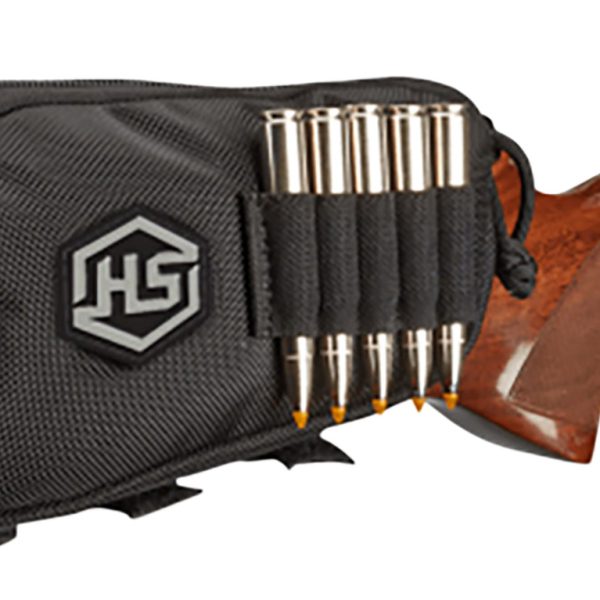 Hunters Specialties 01620 Buttstock Shell Holder  W/Pouch Holds 5 Cartridges Black Polyester