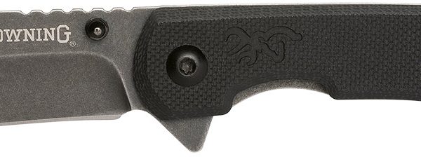 Browning 3220514 Branded Rock  EDC 3" Folding Drop Point Plain Black Stonewashed 7Cr17MoV SS Blade, Black G10 Handle