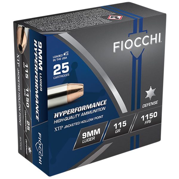 Fiocchi 9XTP25 Hyperformance  9mmLuger 115gr Hornady XTP Hollow Point 25 Per Box/20 Case