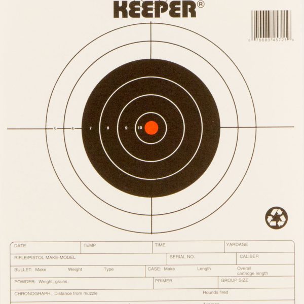 Champion Targets 45721 Score Keeper Bullseye Paper 50 yds Small Bore Rifle 8.50" x 11" Black/Orange 12 PK