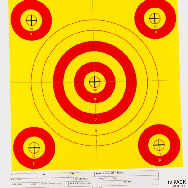 Champion Targets 45562 Shotkeeper  5-Bullseye 50-100 yds Pistol/Rifle Yellow/Red 12 PK