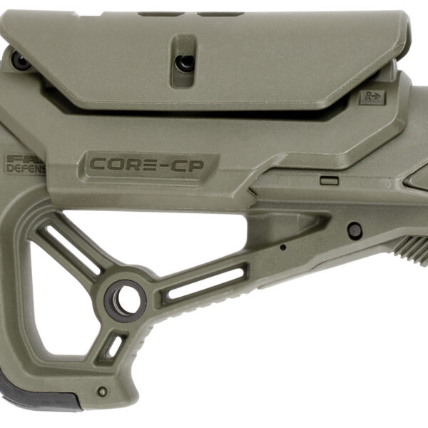 FAB Defense FXGLCORECPG GL-Core CP Buttstock for AR-15/ M4 w/Adjustable Cheek-Rest OD Green Fiberglass Reinforced Polymer