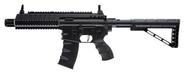 Umarex 2252120 Steel Strike Air Rifle CO2 177 BB Single Shot Or 6  Round Burst Mode, 30rd Drop Free Magazine, 900 BB Capacity Reservoir, Flat Top Picatinny Rail, Flip Up Sights, Adjustable Stock