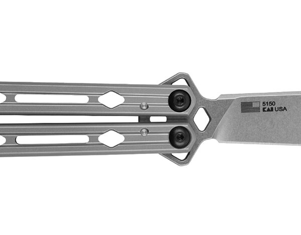 Kershaw 5150 Lucha  4.60" Butterfly Drop Point Plain Stonewashed 14C28N Steel Blade Bead Blasted Stainless Steel Handle
