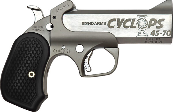 Bond Arms BACY Cyclops  45-70 Gov 1rd Shot 4.25" Stainless Stainless Steel Barrel Matte Stainless Black Extended B6 Resin Grips