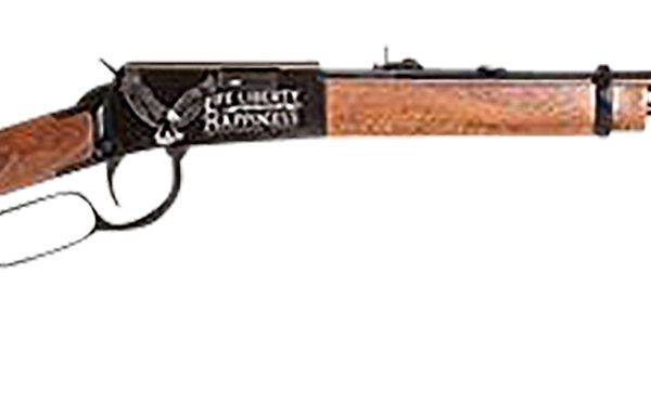 Rossi RL22181WDEN19 Rio Bravo  Full Size 22 LR 15+1 18" Polished Black Steel Barrel, Polished Black w/July 4 Eagle Engraving Aluminum Receiver, Fixed German Beechwood Wood Stock