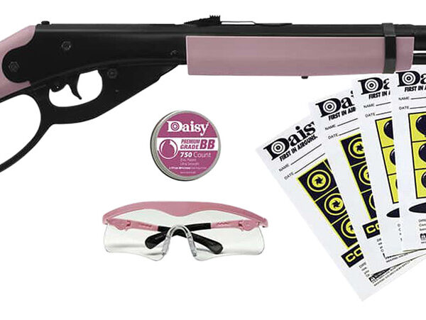 Daisy 994999403 Carbine Fun Kit Spring Piston, 177 BB 350 fps, Black Rec, Pink Synthetic Furniture, Includes Glasses/350rd Ammo/Target
