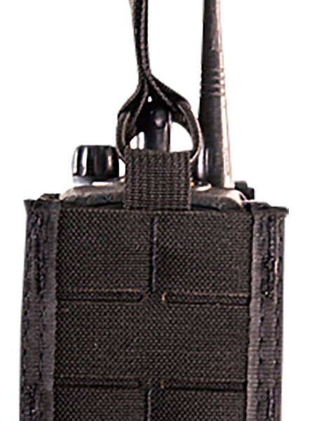 High Speed Gear 41RD00BK TACO Duty Radio Holder, Black Nylon with MOLLE Exterior & Bungee Pull Tongue, Fits MOLLE & 2" Belt