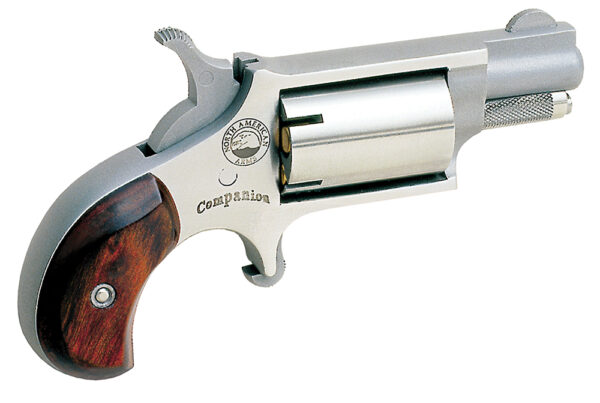North American Arms 22LRCB Companion  SAO 22 Mag #11 Percussion 1.13" 5 Shot Stainless Barrel, Frame & Cylinder, Rosewood Birdshead Grip