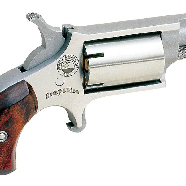North American Arms 22LRCB Companion  SAO 22 Mag #11 Percussion 1.13" 5 Shot Stainless Barrel, Frame & Cylinder, Rosewood Birdshead Grip