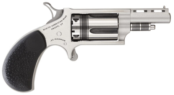 North American Arms 22MTW Wasp  22 WMR 5 Shot 1.63" Stainless Steel Vent Rib Barrel, Stainless Steel Frame & Cylinder, Black Pebbled Rubber Grip, Exposed Hammer